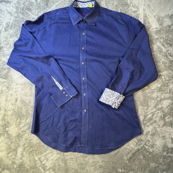 Robert Graham Shirt Mens XXL Long Sleeve Button Up Blue Paisley Embroidered - Picture 1 of 15